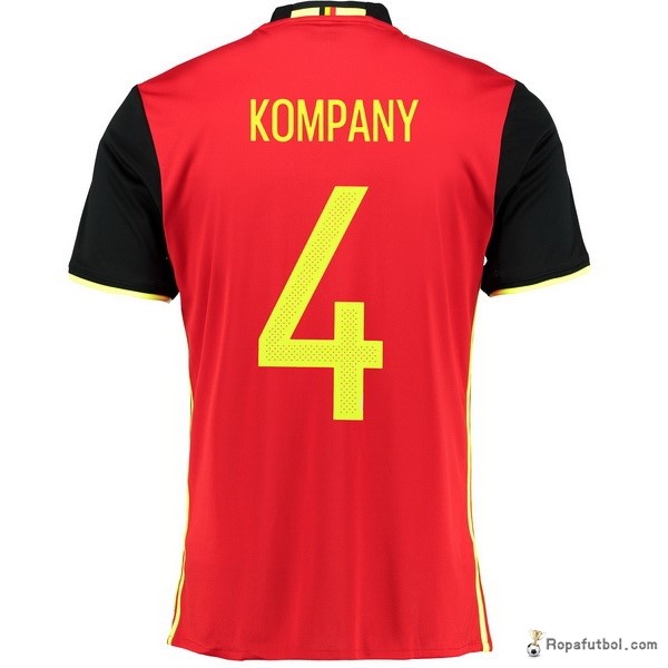 Camiseta Belgica Replica Primera Ropa Kompany 2016 Rojo Negro